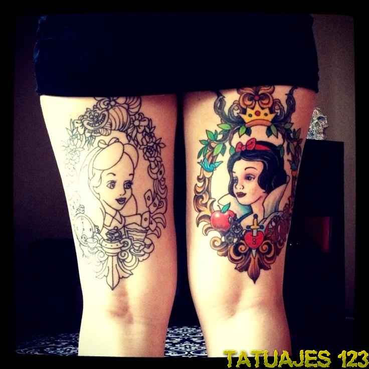 tatuaje de princesas en las piernas