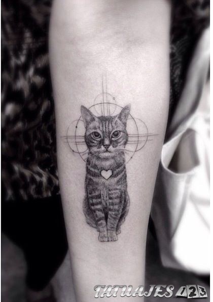 tatuaje realista gato