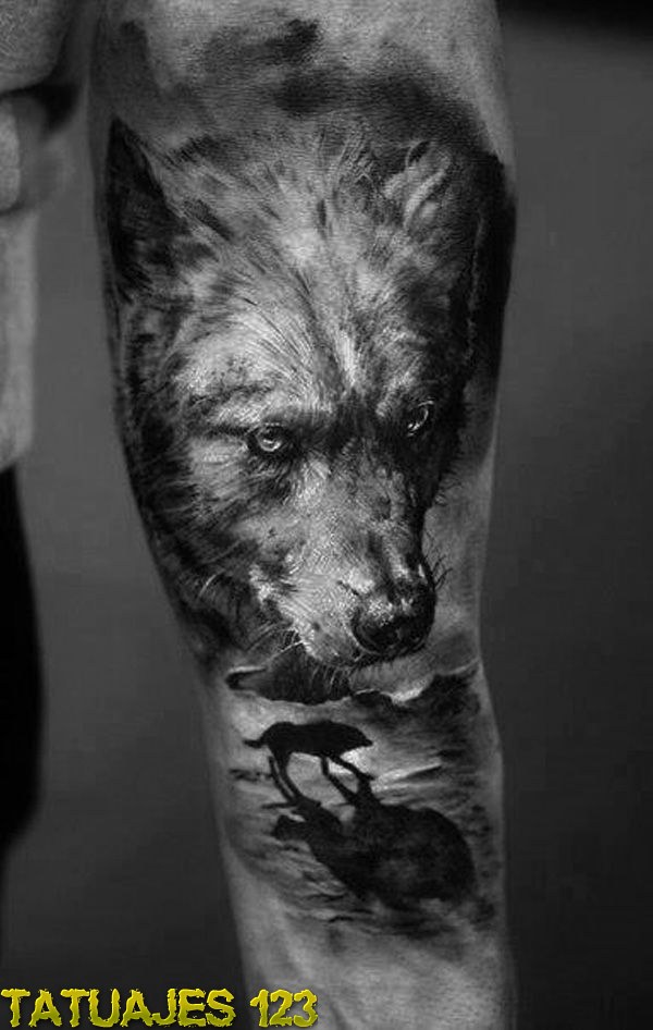 El lobo y su realismo Tatuajes 123